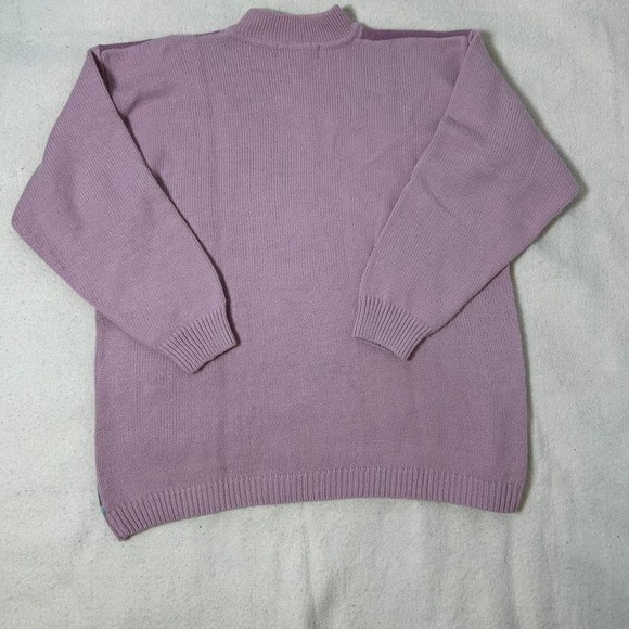 Alfred Dunner Pink Oversized Floral Bouquet Turtleneck Sweater Size XL - Picture 2 of 4